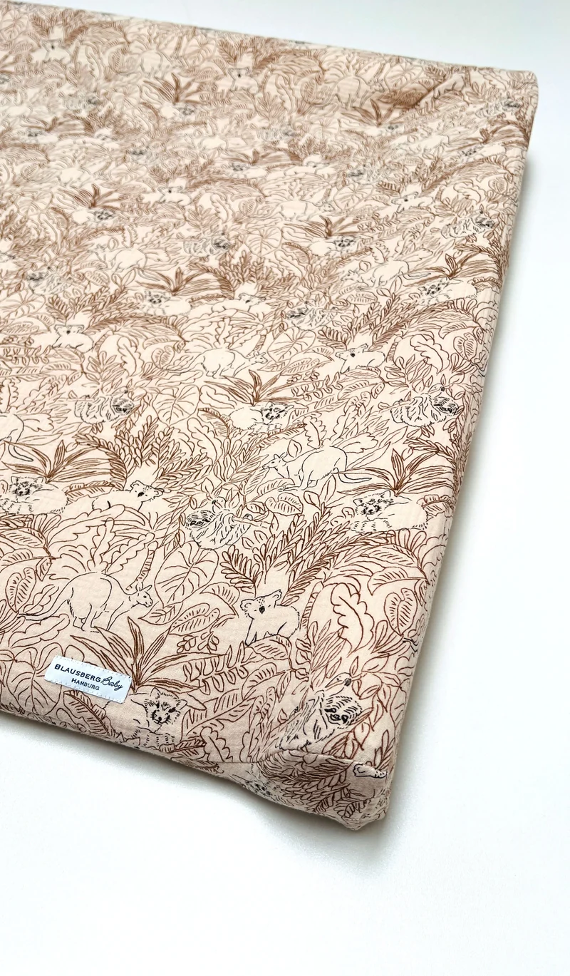 Musselin Bezug für Wickelauflage / Wickelunterlage Vädra von IKEA Dschungel Beige