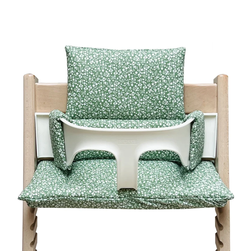 Sitzkissen Set für Stokke Tripp Trapp® ABWASCHBAR - Grün Blumen