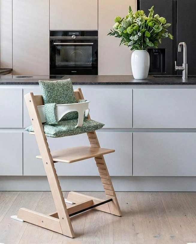 Sitzkissen Set für Stokke Tripp Trapp® ABWASCHBAR - Grün Blumen