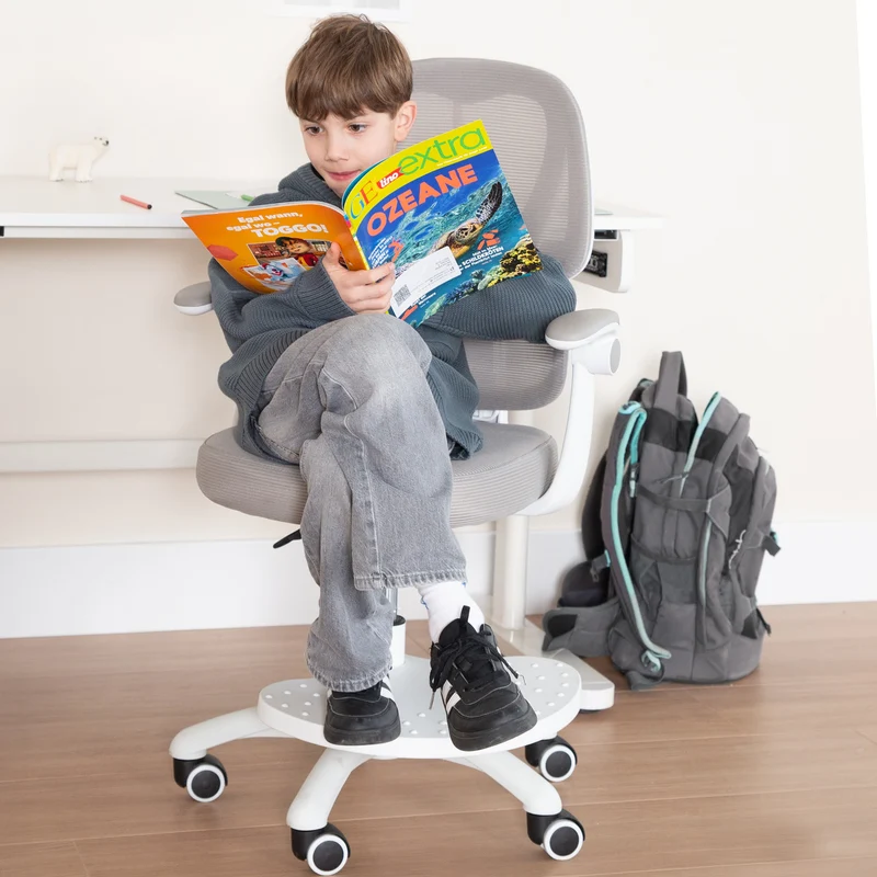 Fußbrett Smart Grow - Zubehör für Kinder-Bürostuhl - Passend zur Smart Grow Serie - Aus Kunststoff - Ergonomische Ergänzung - Grau