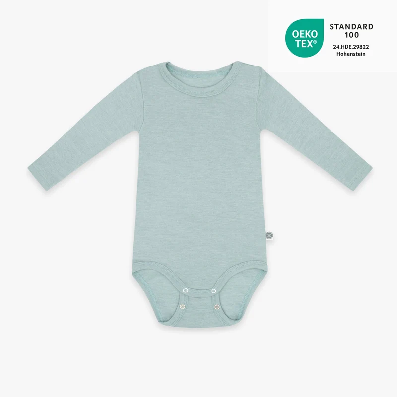 Merinowolle Langarm-Body | Essential Mint