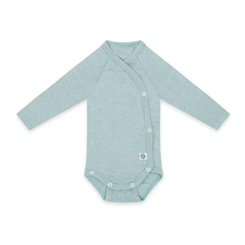 Merinowolle Langarm-Wickelbody | Essential Mint