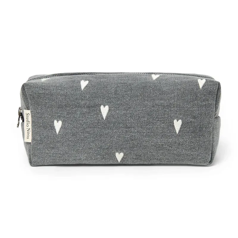studio noos demin Kosmetiktasche grey hearts