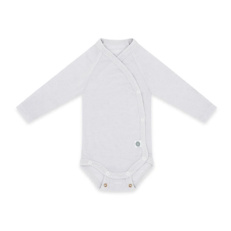 Merinowolle Langarm-Wickelbody | Essential Grau