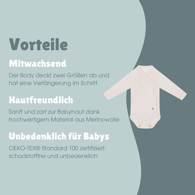 Merinowolle Langarm-Wickelbody | Essential Beige