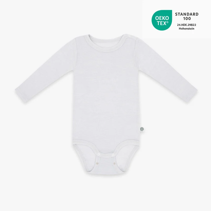 Merinowolle Langarm-Body | Essential Grau