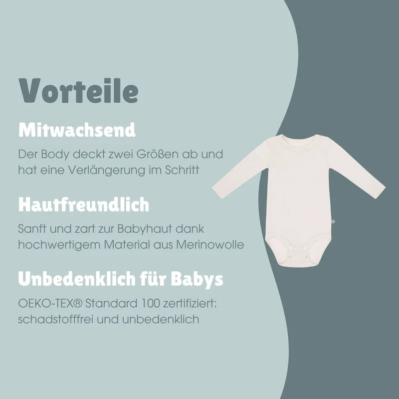 Merinowolle Langarm-Body | Essential Beige