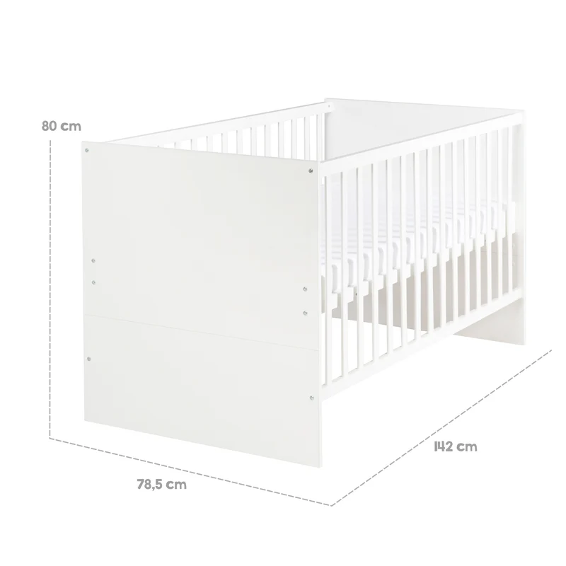 Kinderzimmerset Anton - umbaubares Baby-/Kinderbett / Wickelkommode 2-türig / Kleiderschrank 2,5-türig - in Weiß