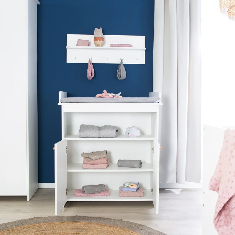 Kinderzimmerset Anton - umbaubares Baby-/Kinderbett / Wickelkommode 2-türig / Kleiderschrank 2,5-türig - in Weiß