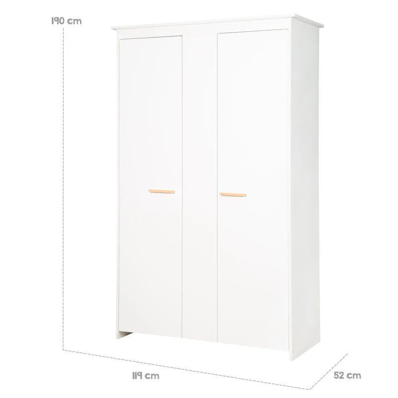 Kinderzimmerset Anton - umbaubares Baby-/Kinderbett / Wickelkommode 2-türig / Kleiderschrank 2,5-türig - in Weiß