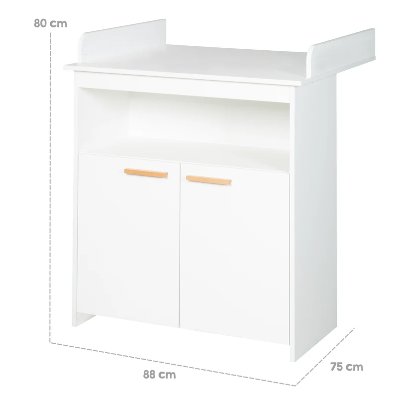 Kinderzimmerset Anton - umbaubares Baby-/Kinderbett / Wickelkommode 2-türig / Kleiderschrank 2,5-türig - in Weiß