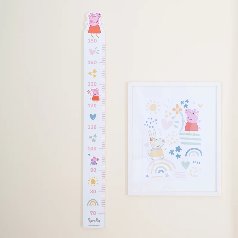 Messlatte für Kinder Peppa Pig aus Holz in Weiß & Rosa - Skala von 70 cm bis 150 cm für Mädchen & Jungen - Kindermesslatte