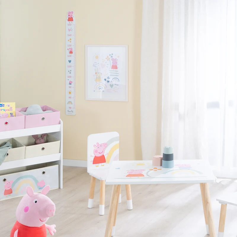 Messlatte für Kinder Peppa Pig aus Holz in Weiß & Rosa - Skala von 70 cm bis 150 cm für Mädchen & Jungen - Kindermesslatte