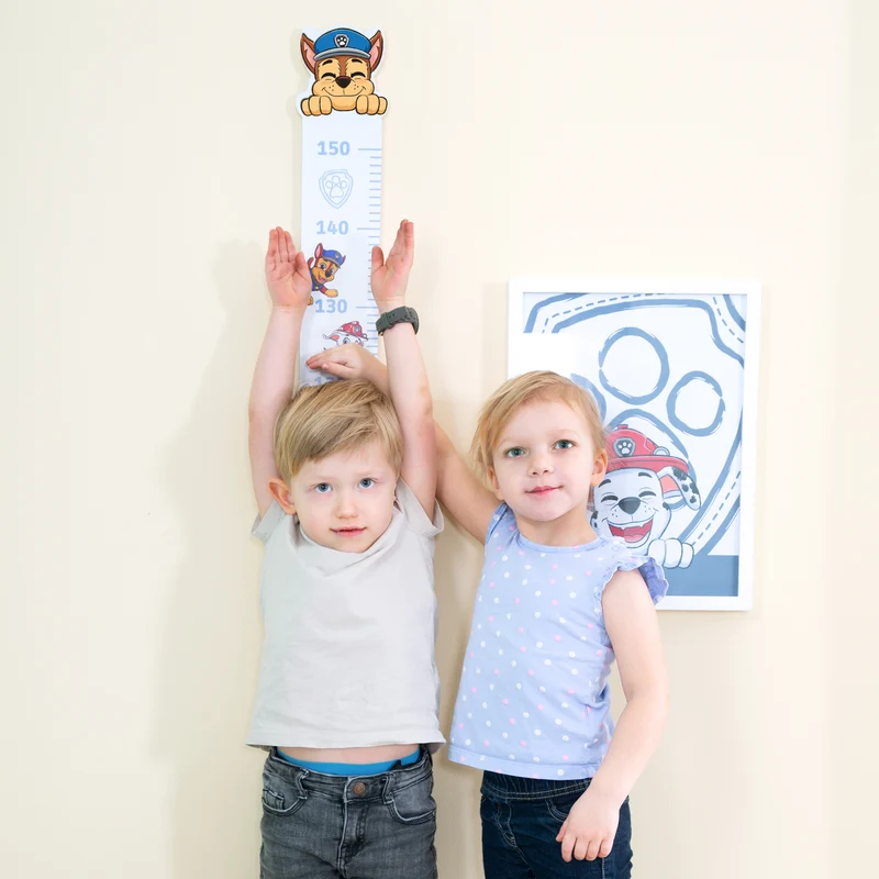 Messlatte für Kinder Paw Patrol aus Holz in Weiß & Rosa - Skala von 70 cm bis 150 cm für Mädchen & Jungen - Kindermesslatte