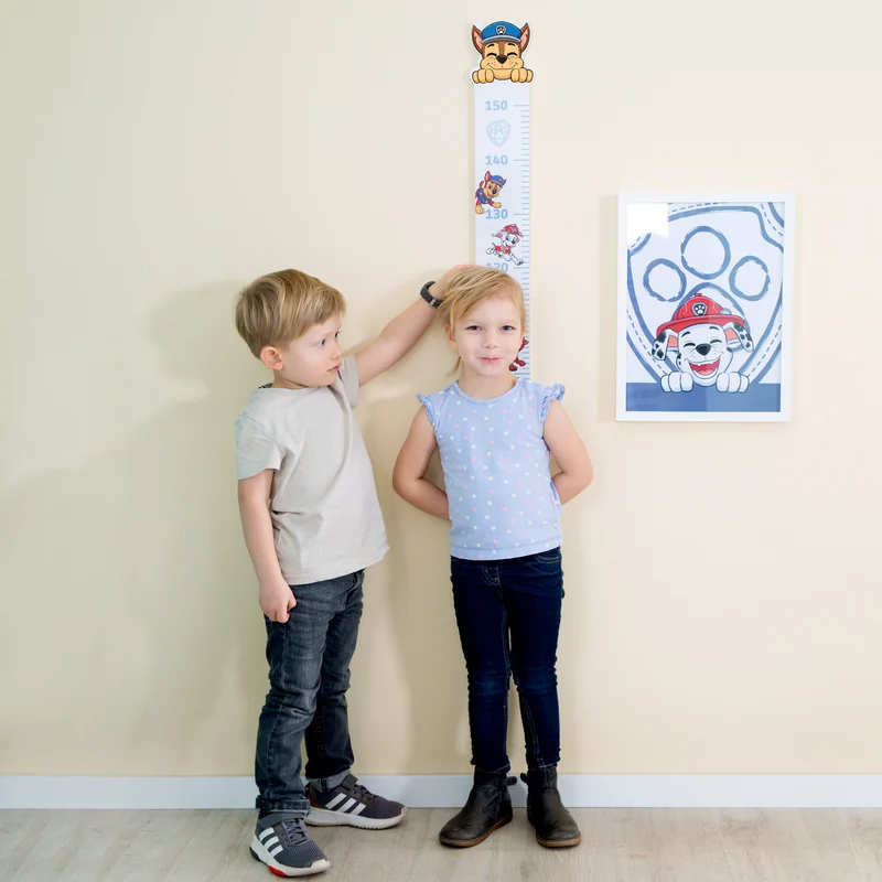 Messlatte für Kinder Paw Patrol aus Holz in Weiß & Rosa - Skala von 70 cm bis 150 cm für Mädchen & Jungen - Kindermesslatte