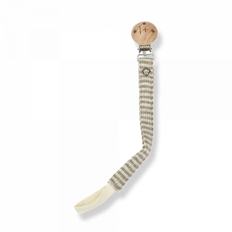1+ in the family Schnullerkette aina outmeal/ taupe gestreift