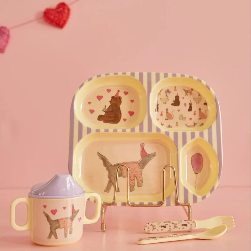 RICE GESCHIRRSET - Rosa - Party Animal Print