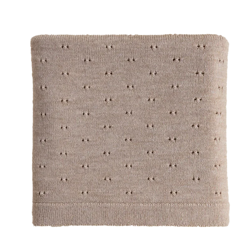 Hvid Babydecke Bibi Merino sand 70x95 cm