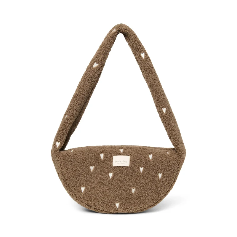 Studio Noos Braune Teddy heart Mini-Umhängetasche