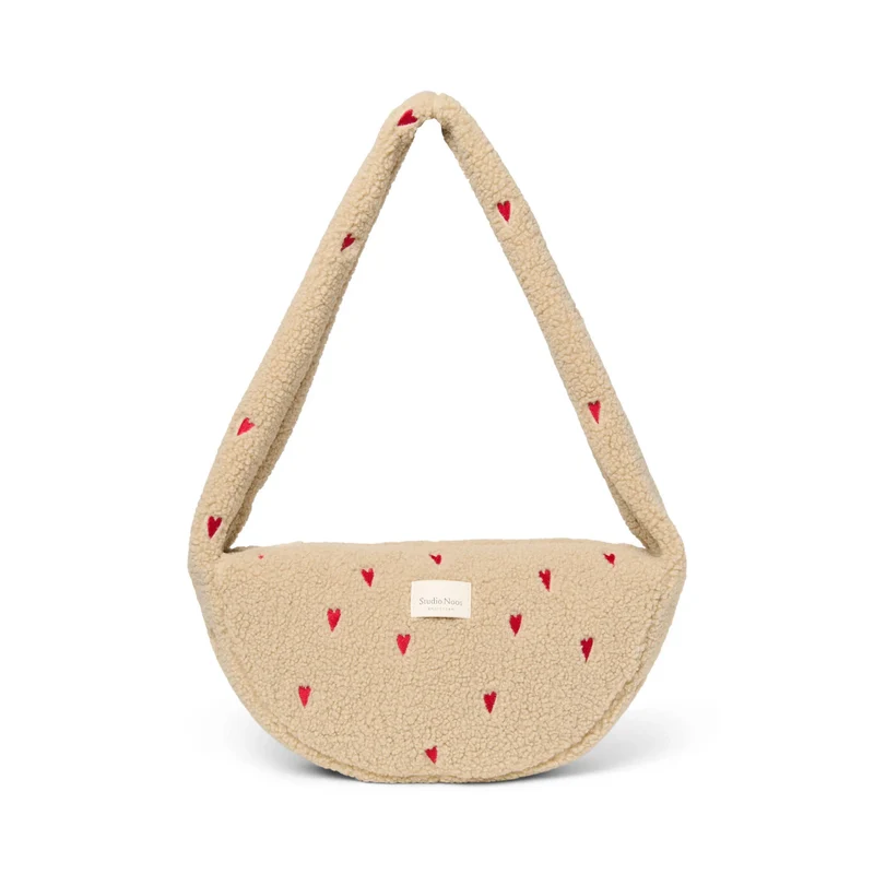 Studio Noos Ecru Teddy heart Mini-Umhängetasche