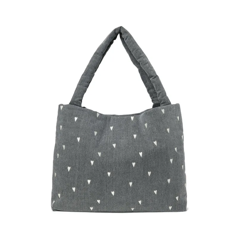 studio noos Graue Hearts Denim-Wickeltasche