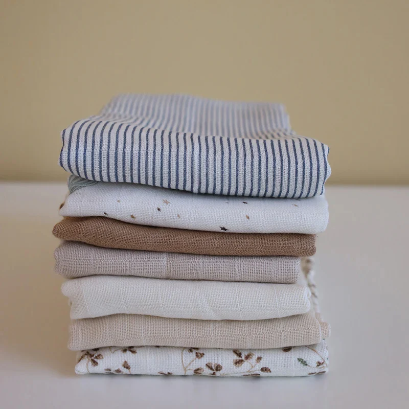 Cam Cam - MULLTUCH, 3ER-PACK - GOTS MIX CLASSIC STRIPES BLUE, PRALINE, CREME-WEIS