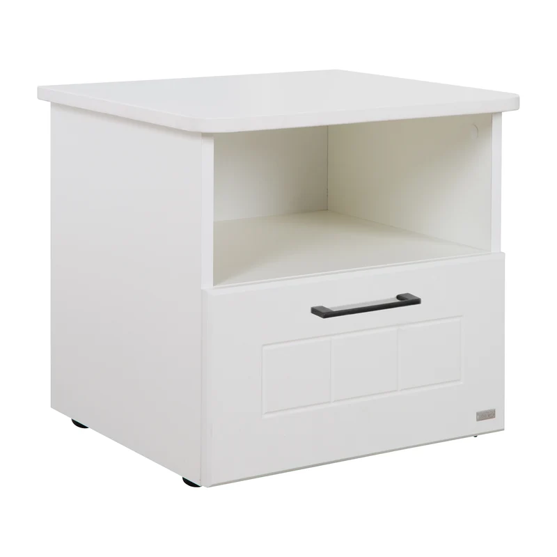 Jugendzimmerset Sylt 5-tlg - Tagesbett / Schreibtisch / 3-türigen Kleiderschrank mit Spiegeltür / Kommode mit 3 Schubladen / Nachttisch - in Weiß