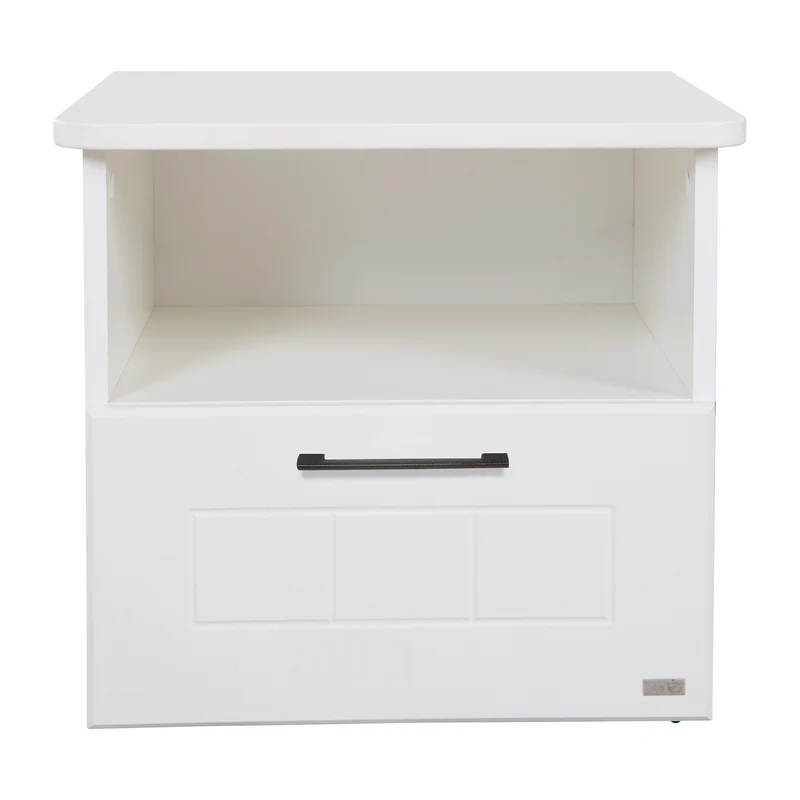 Jugendzimmerset Sylt 5-tlg - Tagesbett / Schreibtisch / 3-türigen Kleiderschrank mit Spiegeltür / Kommode mit 3 Schubladen / Nachttisch - in Weiß