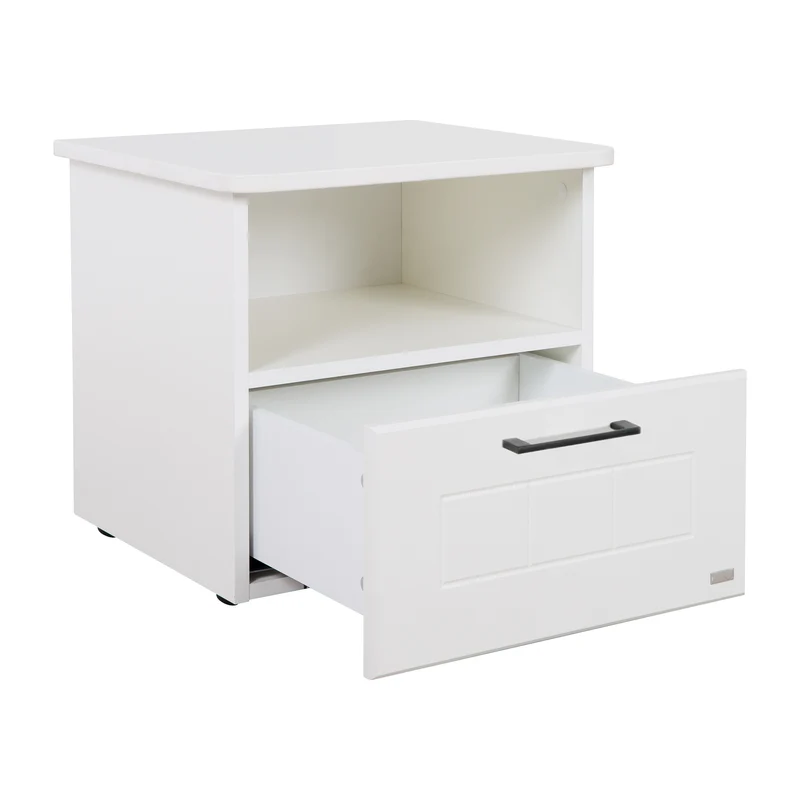 Jugendzimmerset Sylt 5-tlg - Tagesbett / Schreibtisch / 3-türigen Kleiderschrank mit Spiegeltür / Kommode mit 3 Schubladen / Nachttisch - in Weiß