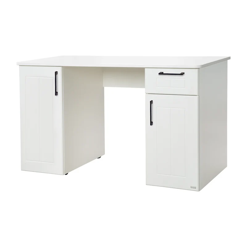 Jugendzimmerset Sylt 5-tlg - Tagesbett / Schreibtisch / 3-türigen Kleiderschrank mit Spiegeltür / Kommode mit 3 Schubladen / Nachttisch - in Weiß