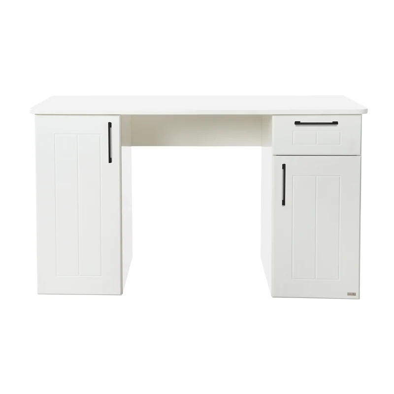 Jugendzimmerset Sylt 5-tlg - Tagesbett / Schreibtisch / 3-türigen Kleiderschrank mit Spiegeltür / Kommode mit 3 Schubladen / Nachttisch - in Weiß