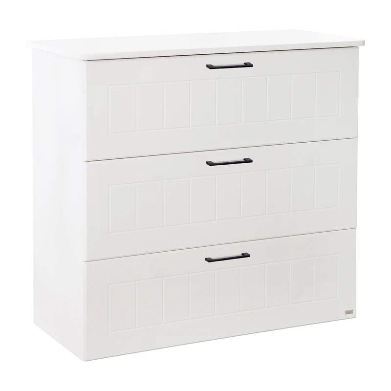 Jugendzimmerset Sylt 5-tlg - Tagesbett / Schreibtisch / 3-türigen Kleiderschrank mit Spiegeltür / Kommode mit 3 Schubladen / Nachttisch - in Weiß