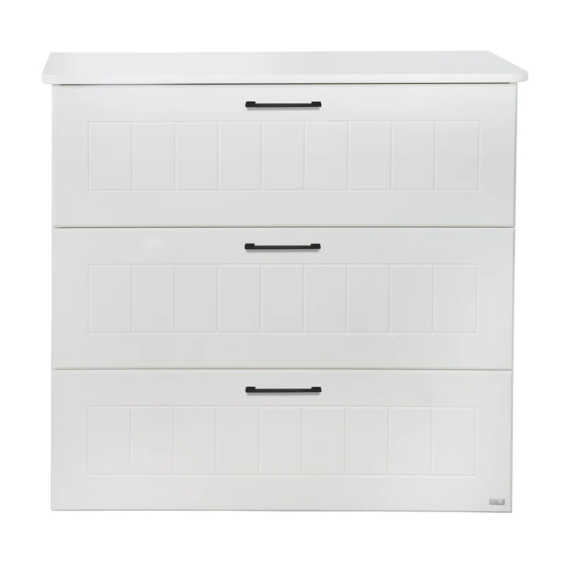 Jugendzimmerset Sylt 5-tlg - Tagesbett / Schreibtisch / 3-türigen Kleiderschrank mit Spiegeltür / Kommode mit 3 Schubladen / Nachttisch - in Weiß