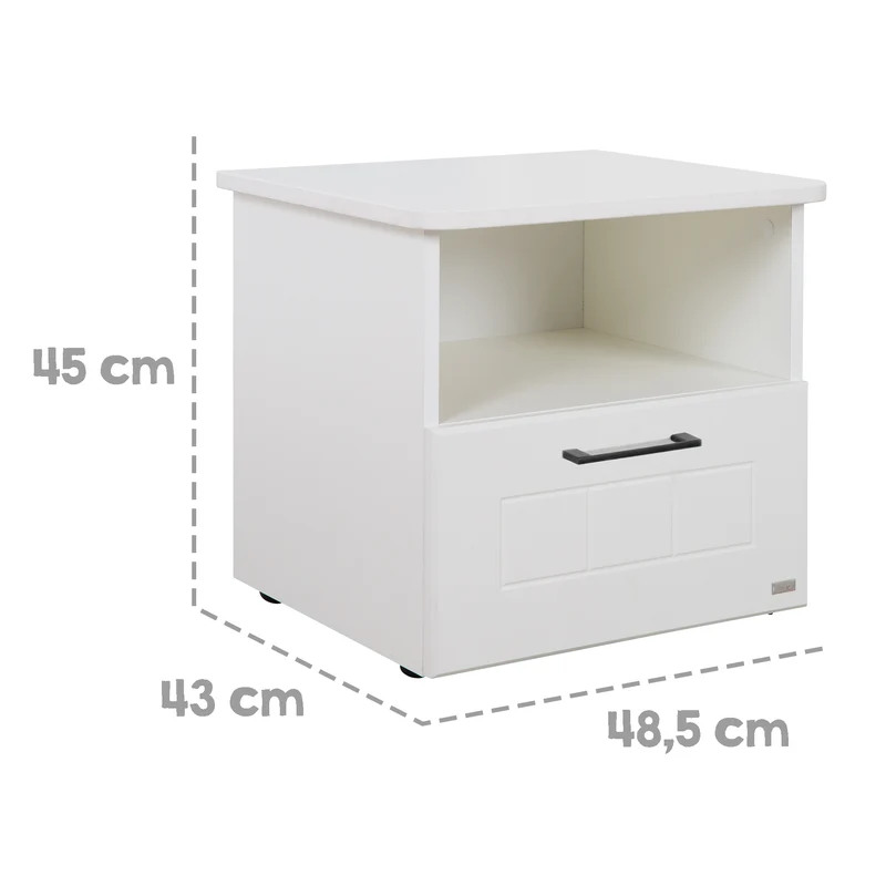 Jugendzimmerset Sylt 5-tlg - Tagesbett / Schreibtisch / 3-türigen Kleiderschrank mit Spiegeltür / Kommode mit 3 Schubladen / Nachttisch - in Weiß