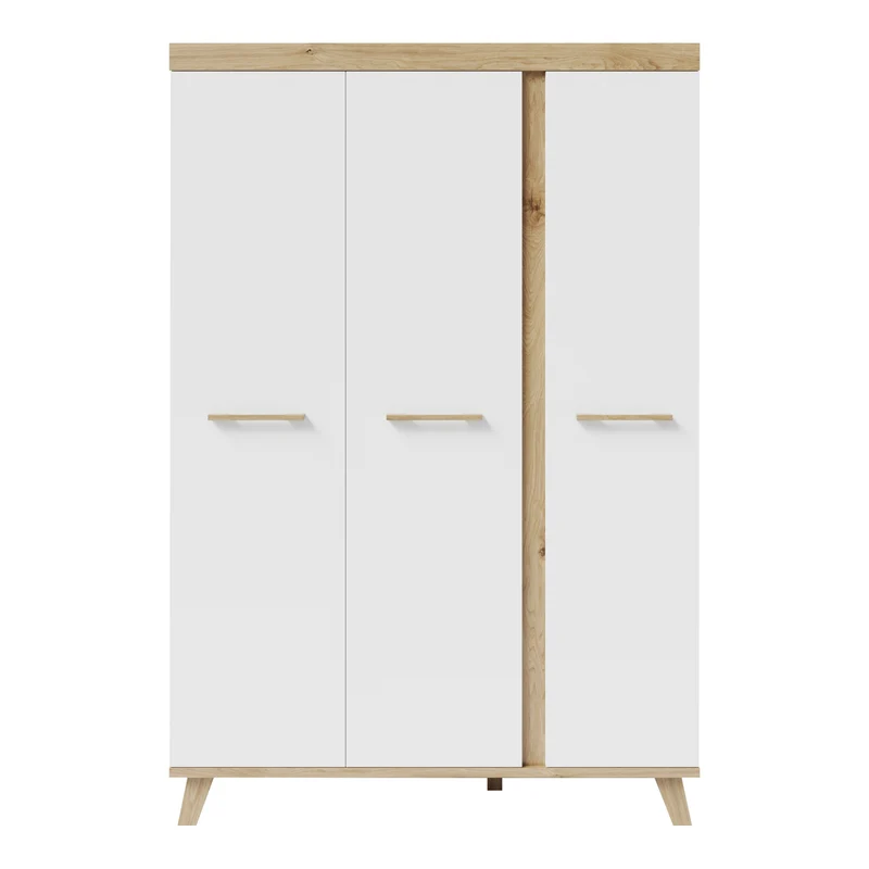Komplett-Kinderzimmer "Smile" - bestehend aus Kombi-Kinderbett 70 x 140 cm, Wickelkommode & 3-türigem Kleiderschrank, Artisan Eiche/Weiß