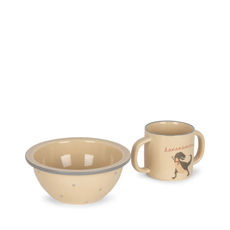 Konges Slojd Keramikschale und -Tasse - Dinosaurier