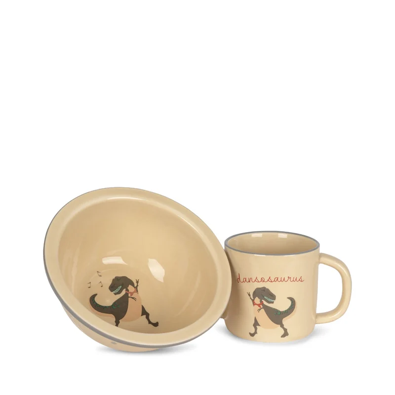 Konges Slojd Keramikschale und -Tasse - Dinosaurier
