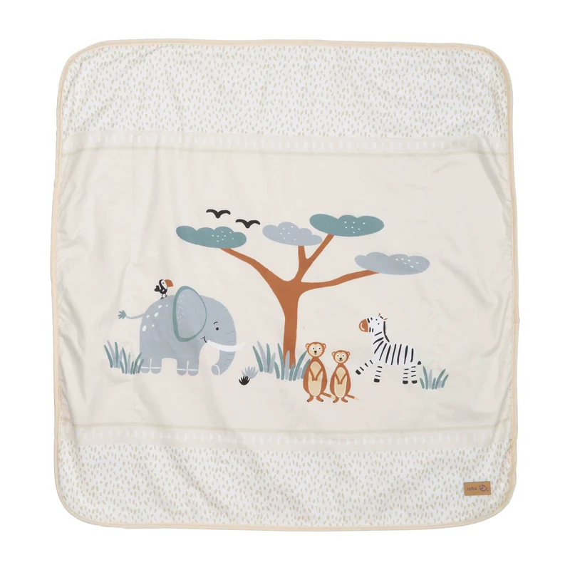 Babydecke 'Savanna Friends' 80 x 80 cm - Tiermotiv - Beige / Mehrfarbig