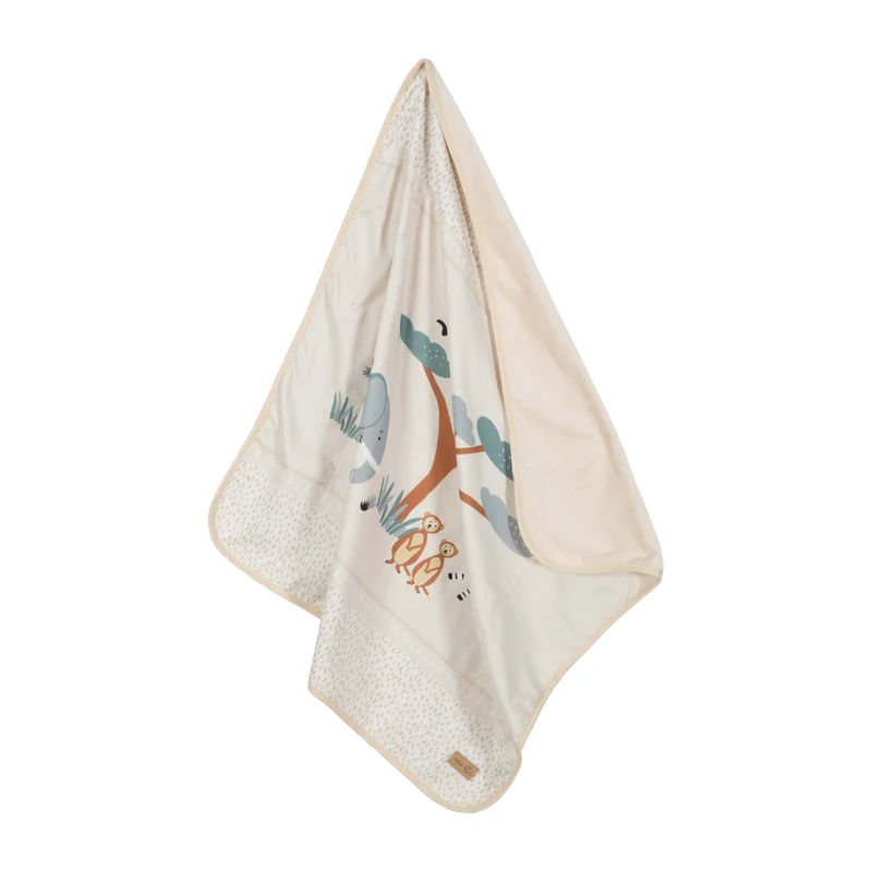 Babydecke 'Savanna Friends' 80 x 80 cm - Tiermotiv - Beige / Mehrfarbig