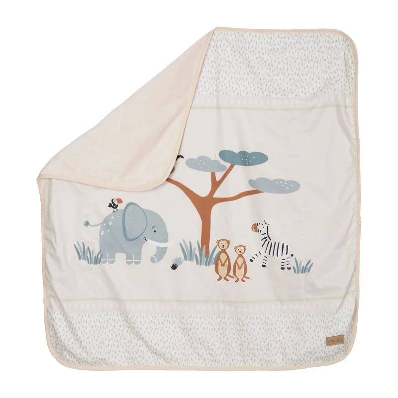 Babydecke 'Savanna Friends' 80 x 80 cm - Tiermotiv - Beige / Mehrfarbig