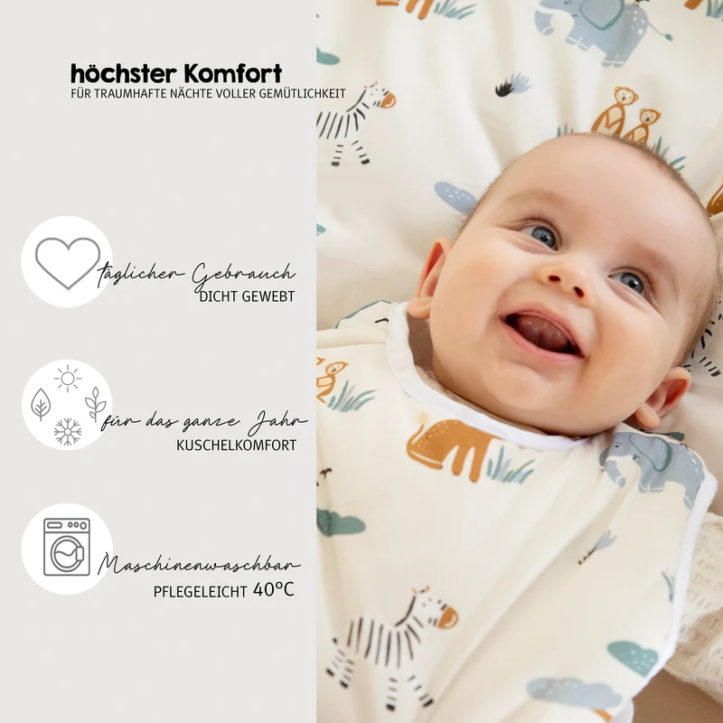Nestchen 'Savanna Friends' - Für Babybetten 60 x 120 bis 70 x 140 cm - Beige / Mehrfarbig