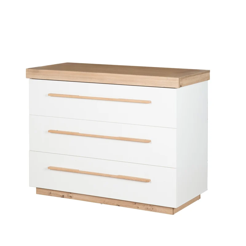 Möbelset 'Lumo' 2-teilig - Kombi-Kinderbett 70x140 + Wickelkommode - Weiß / Artisan Eiche