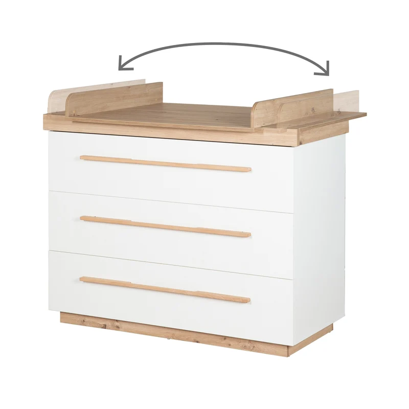Möbelset 'Lumo' 2-teilig - Kombi-Kinderbett 70x140 + Wickelkommode - Weiß / Artisan Eiche