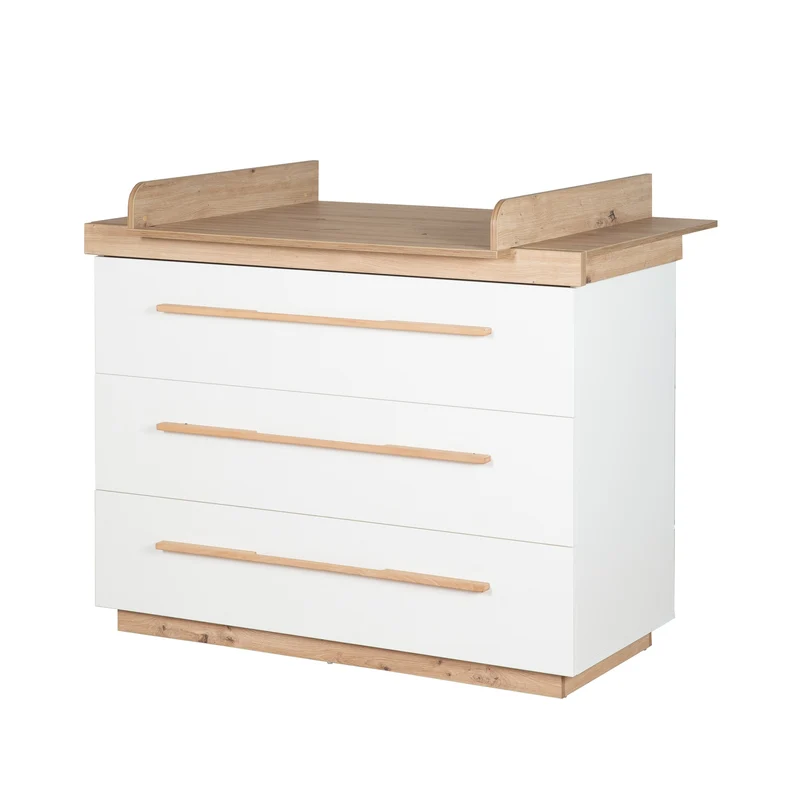 Möbelset 'Lumo' 2-teilig - Kombi-Kinderbett 70x140 + Wickelkommode - Weiß / Artisan Eiche