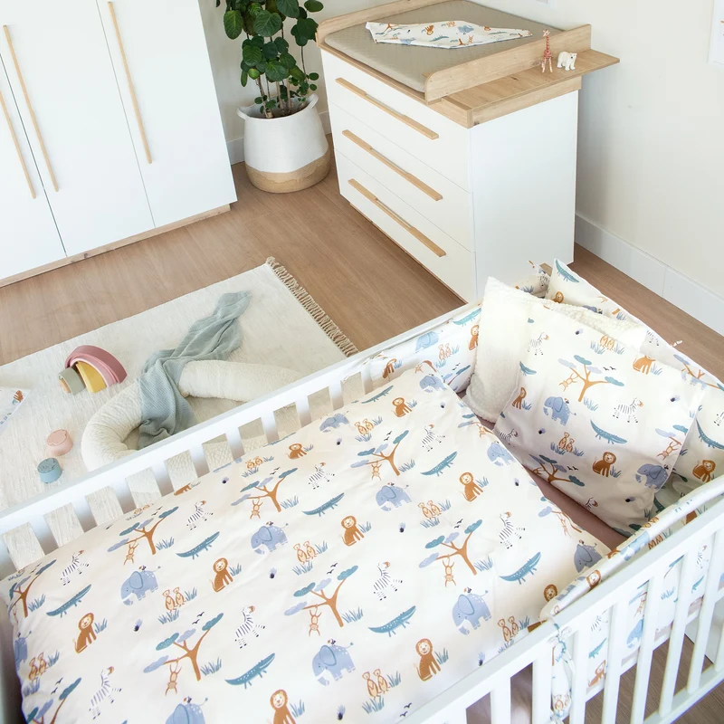 Kinderzimmer Set 'Lumo' 3-teilig - Kombi-Bett + Wickelkommode + Kleiderschrank - Weiß / Artisan Eiche