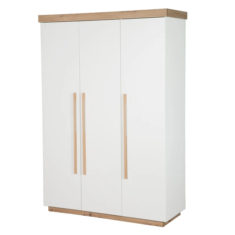 Kinderzimmer Set 'Lumo' 3-teilig - Kombi-Bett + Wickelkommode + Kleiderschrank - Weiß / Artisan Eiche
