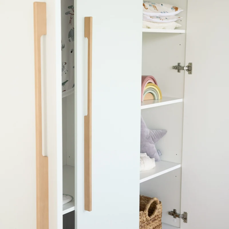Kinderzimmer Set 'Lumo' 3-teilig - Kombi-Bett + Wickelkommode + Kleiderschrank - Weiß / Artisan Eiche