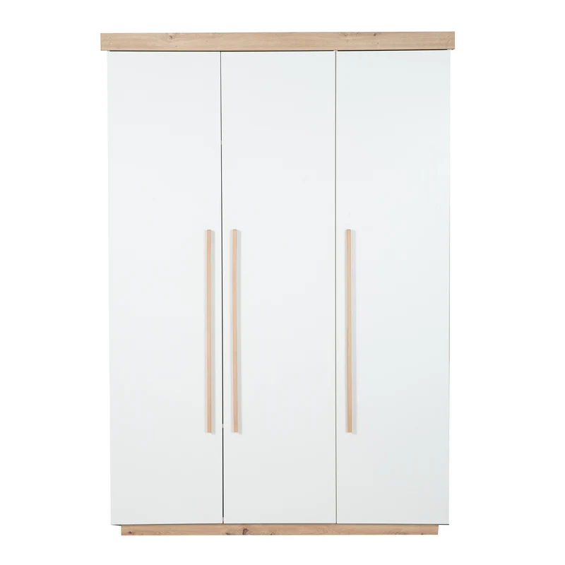 Kinderzimmer Set 'Lumo' 3-teilig - Kombi-Bett + Wickelkommode + Kleiderschrank - Weiß / Artisan Eiche
