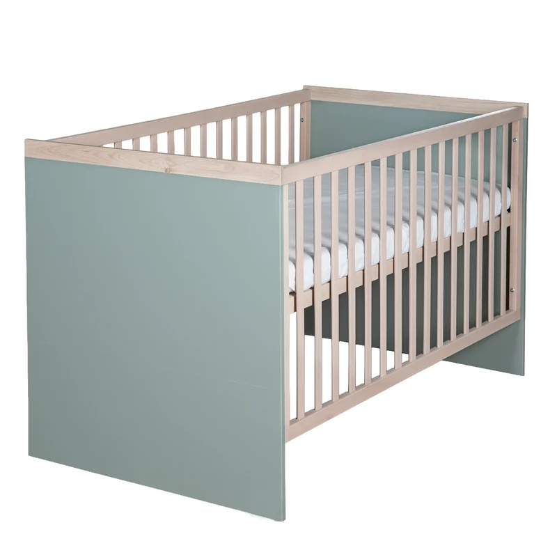 Möbelset 2-teilig 'Selva' - Babybett 70x140 + Wickelkommode - Reed Green / Virginia Chestnut