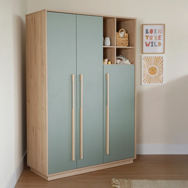 Babyzimmer 'Selva' 3-teilig - Offene Fächer & Soft Close - Reed Green / Virginia Chestnut